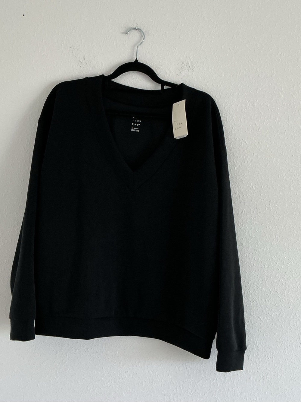 a new day Black V-Neck Crew Pullover Sweatshirt
